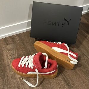 Puma Fenty Creeper Phatty Corduroy Sneakers in Club Red x Warm White